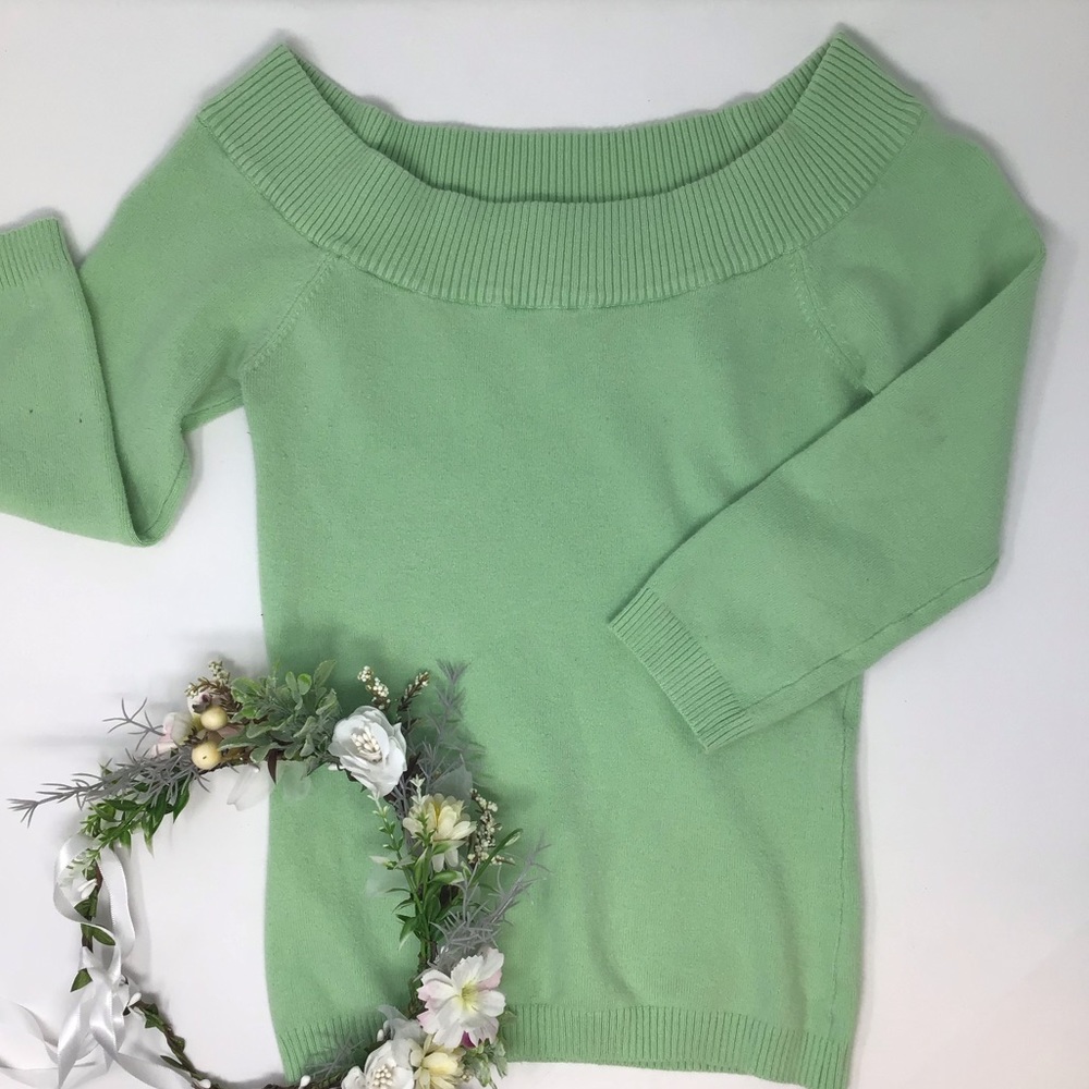 lime green aeropostale off the shoulder sweater